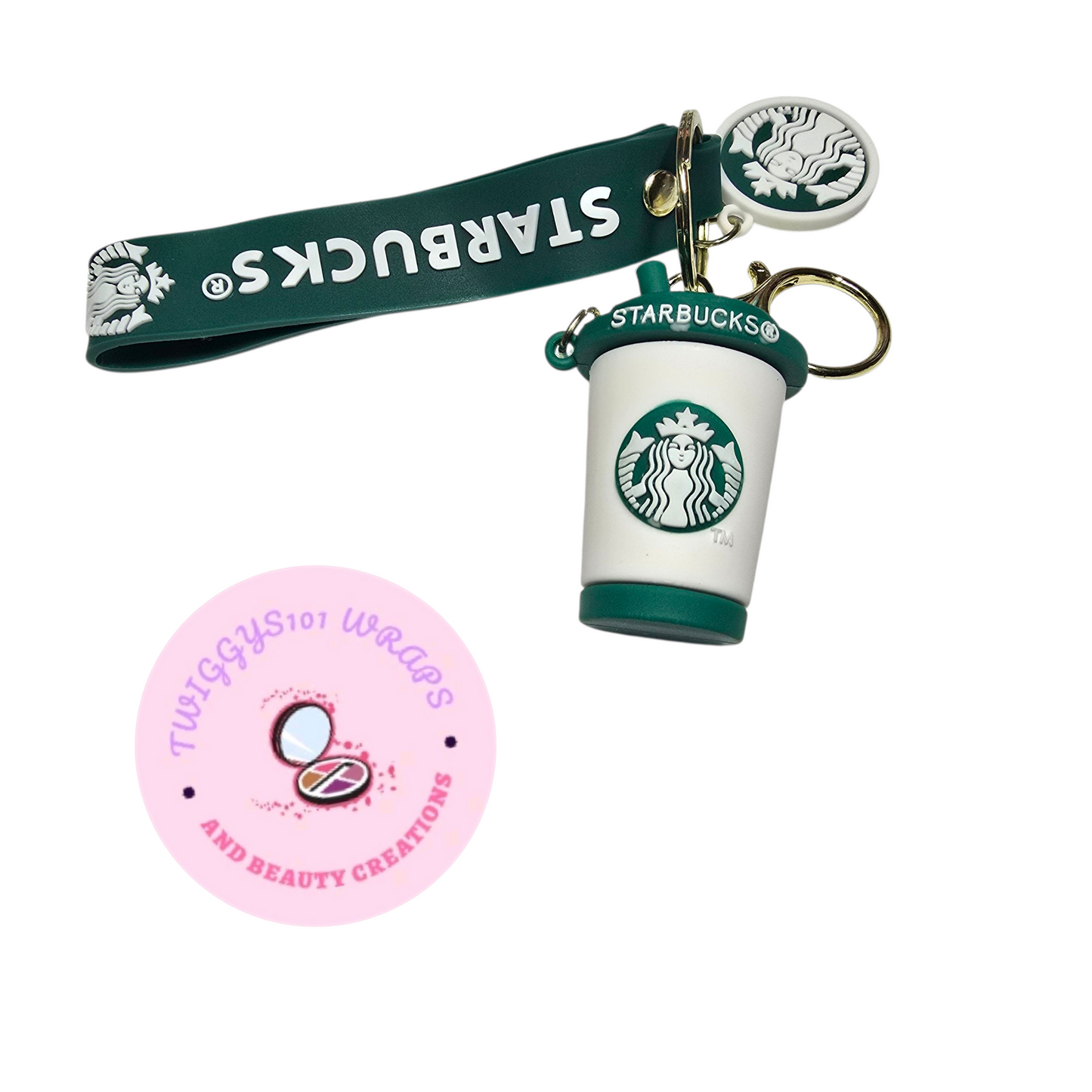 WHITE ND GREEN STARBUCKS KEY CHAIN