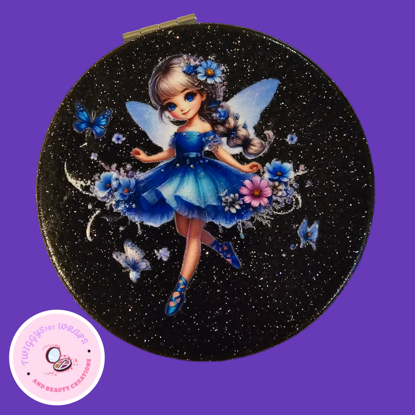 GLITTER ADULT FAIRY COMPACT MIRROR