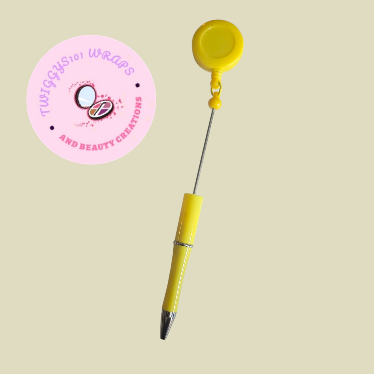 YELLOW CUSTOMISED BADGE REEL PEN