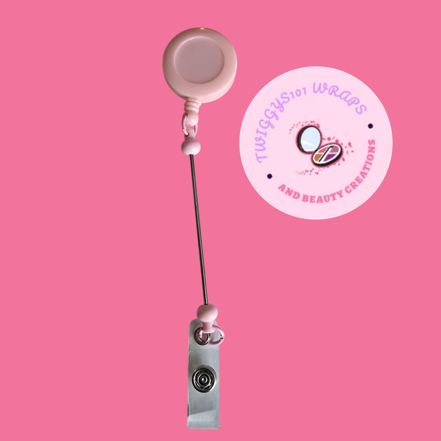 PINK BADGE REEL CUSTOMISED TO ORDER