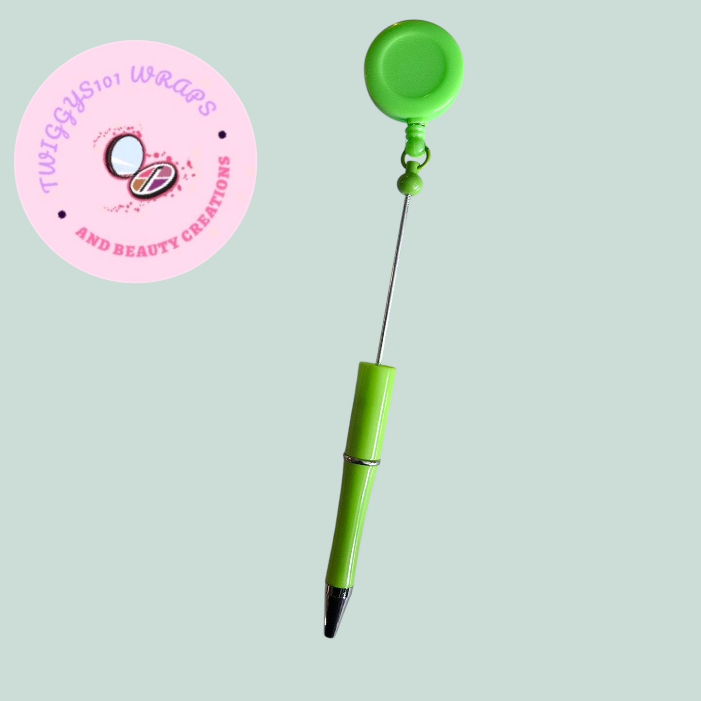 GREEN CUSTOMISED BADGE REEL PEN