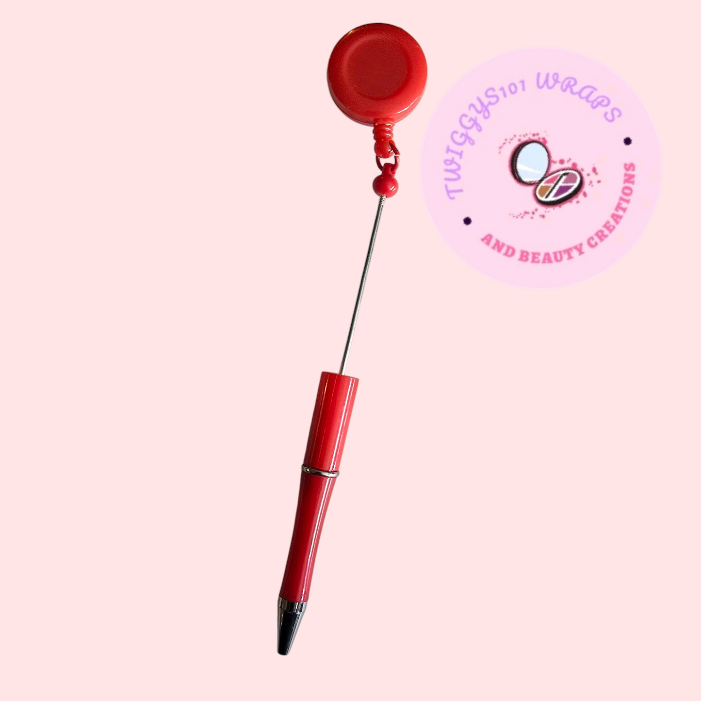 RED CUSTOMISED BADGE REEL PEN