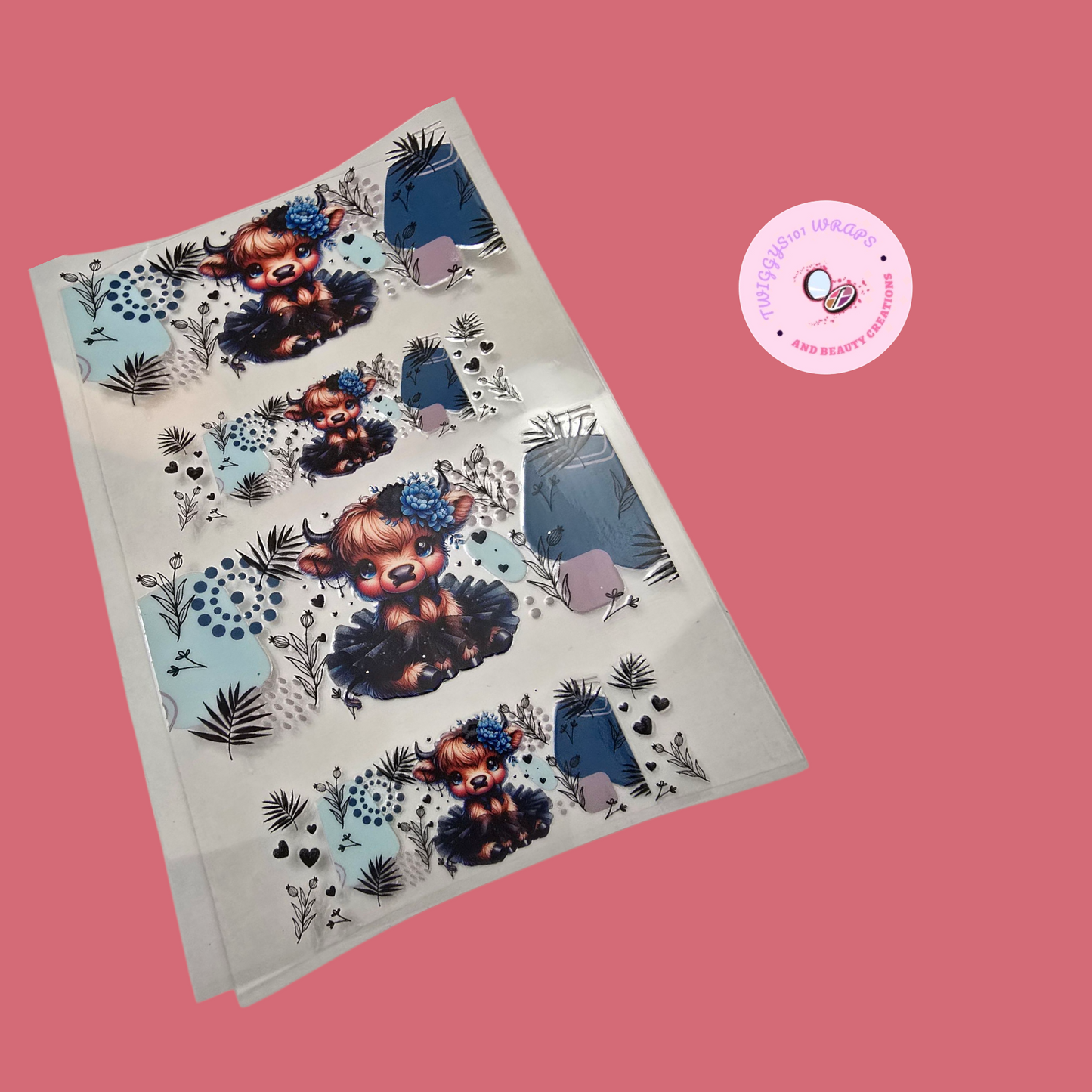 BLUE HIGHLAND COW MINI STANLEY WRAP