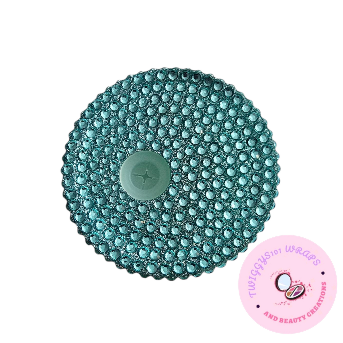 TEAL BLUE BLING LID