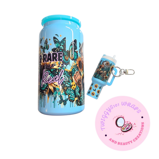MINI STANLEY TUMBLER KEYCHAIN AND STAINLESS STEAL 16 OZ TUMBLER SET