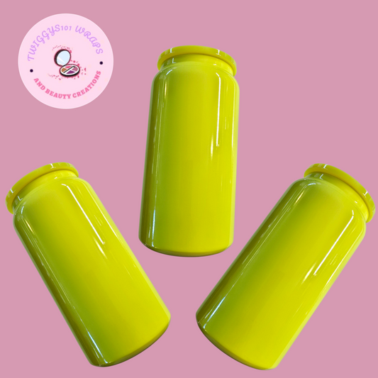 NEON YELLOW STAINLESS STEAL 16OZ TUMBLER