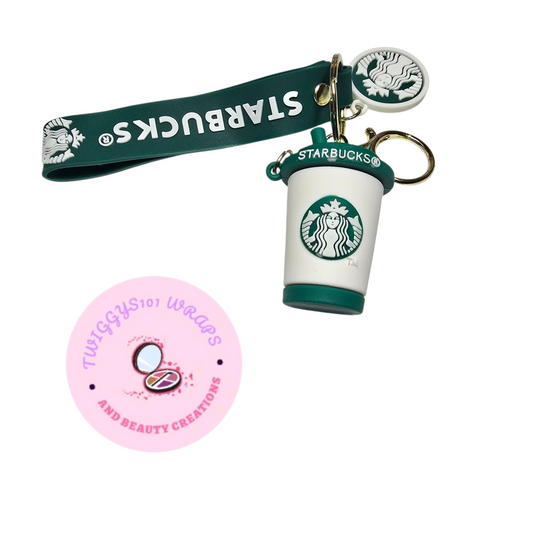 WHITE ND GREEN STARBUCKS KEY CHAIN