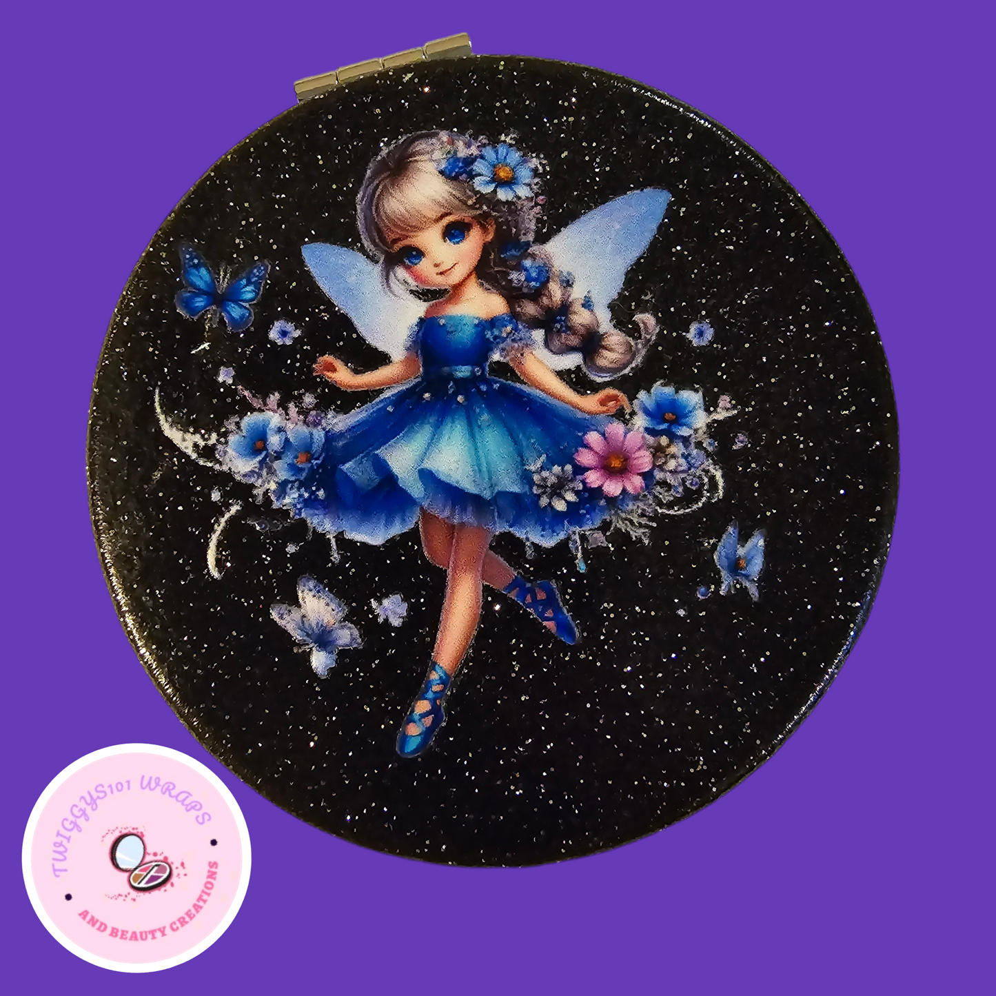 GLITTER ADULT FAIRY  COMPACT MIRROR