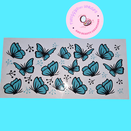 16 OZ BLUE BUTTERFLIES WRAP