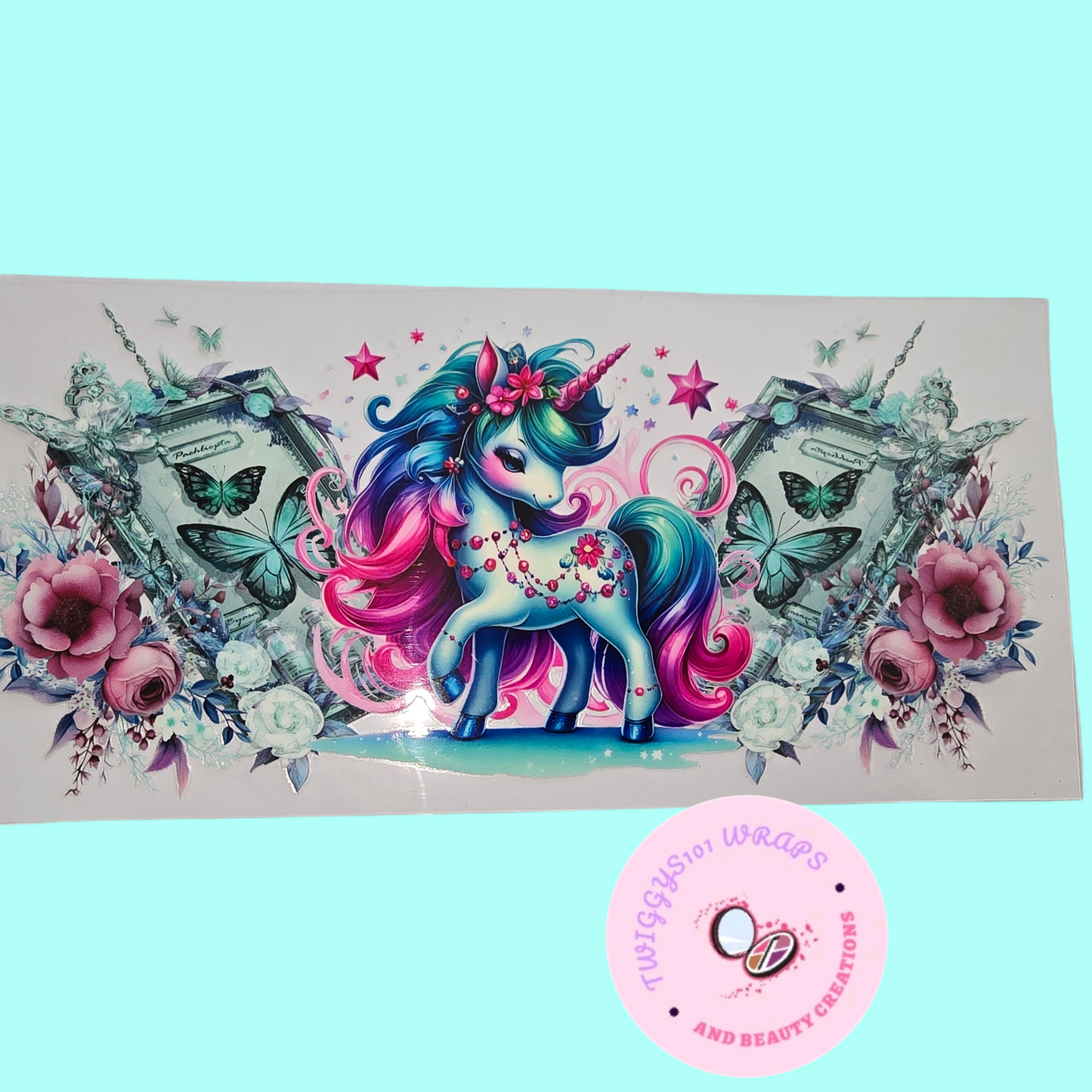 16 OZ UNICORN FLOWER BUTTERFLY WRAP