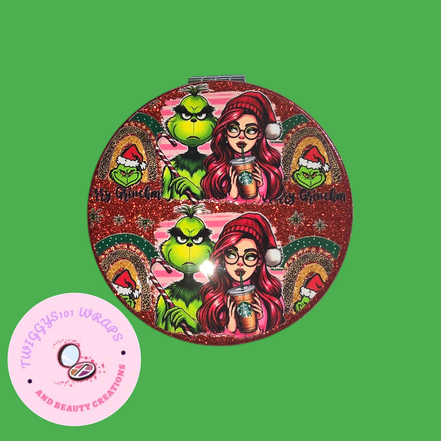 ADULT GRINCH COMPACT CHRISTMAS MIRROR