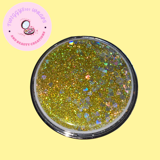 SNOWGLOBE GLITTER GOLD CUSTOMISED COMPACT MIRROR