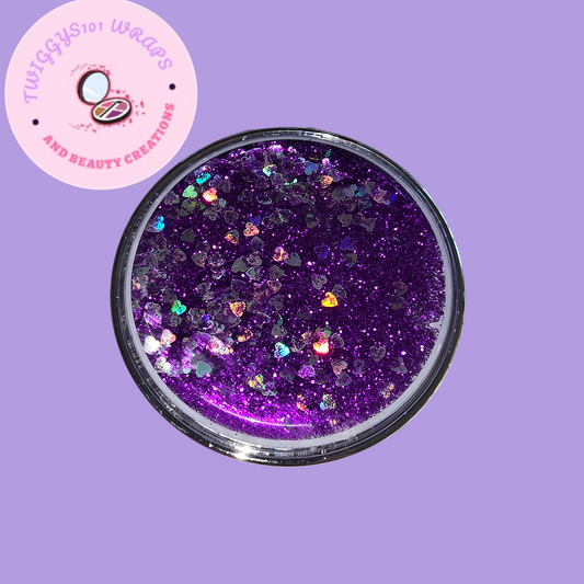 SNOWGLOBE GLITTER PURPLE CUSTOMISED COMPACT MIRROR