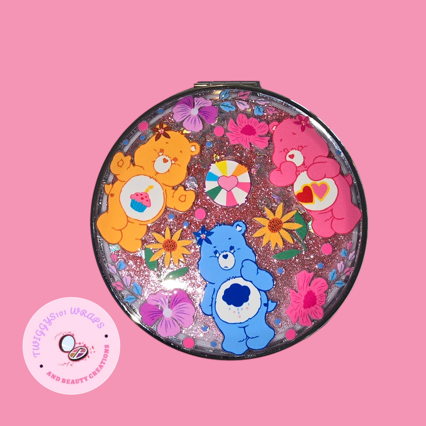 SNOWGLOBE CAREBEARS PINK COMPACT MIRROR