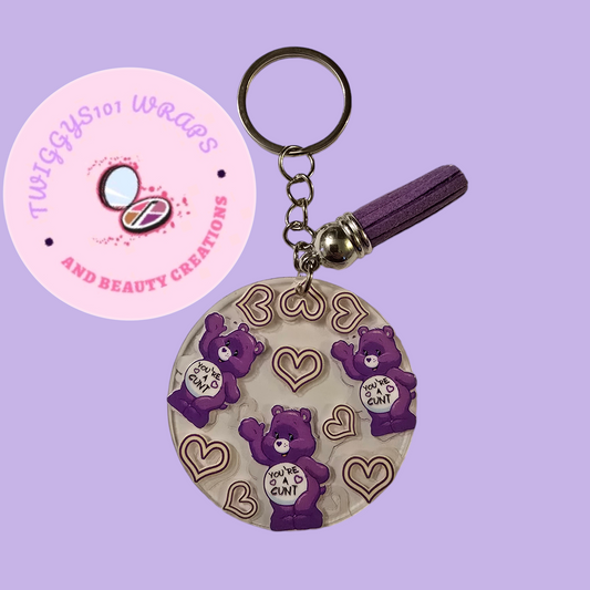 SWEAR BEAR PURPLE KEYCHAIN