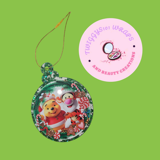 GREEN WINNIE THE POOH AND TIGGER CHRISTMAS ORNAMENT