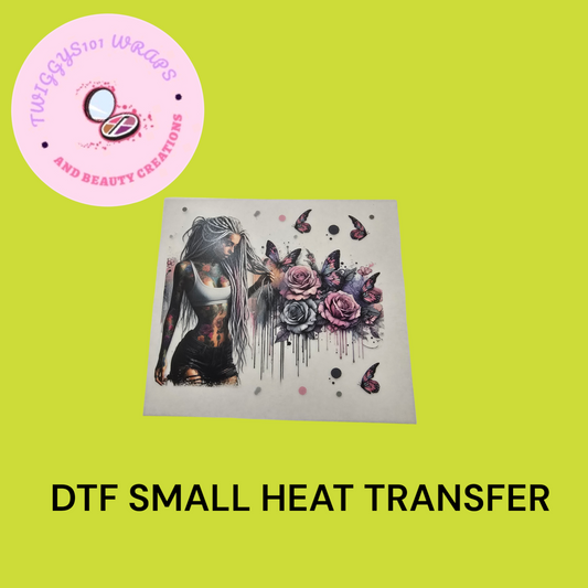 TATTOO GIRL WITH BUTTERFLY SMALL HEAT TRANSFER DTF