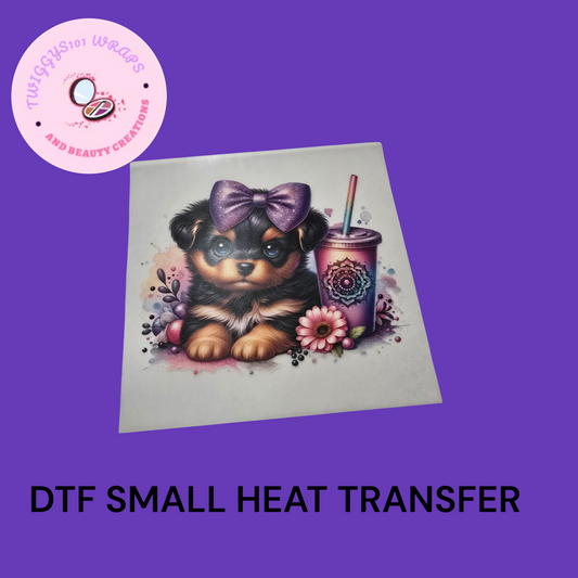 DOG WITH TUMBLER SMALL HEAT TRANSFER DTF