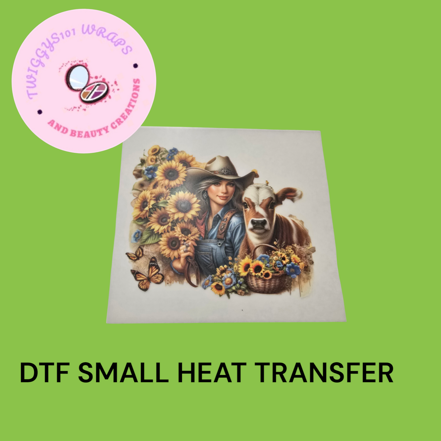 COWGIRL WITH COW SMALL HEAT TRANSFER DTF