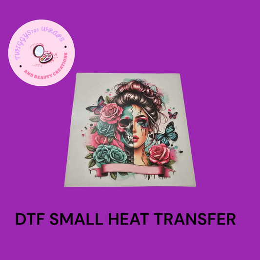 TATTOO GIRL/ SKULL SMALL HEAT TRANSFER DTF