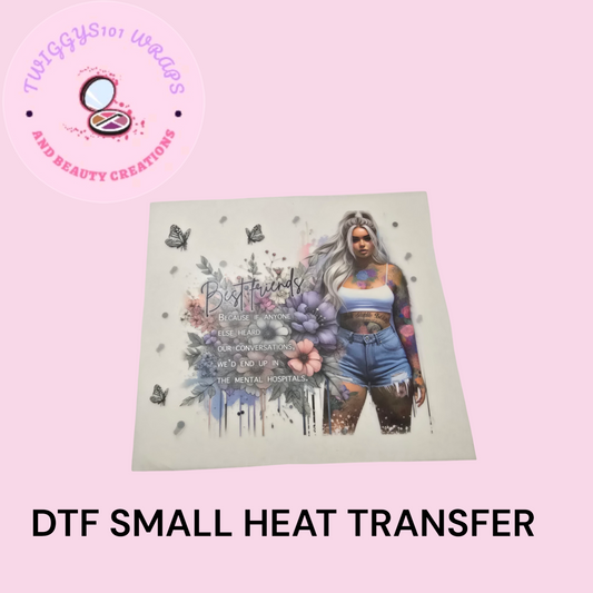 BEST FRIENDS TATTOO GIRL SMALL HEAT TRANSFER DTF