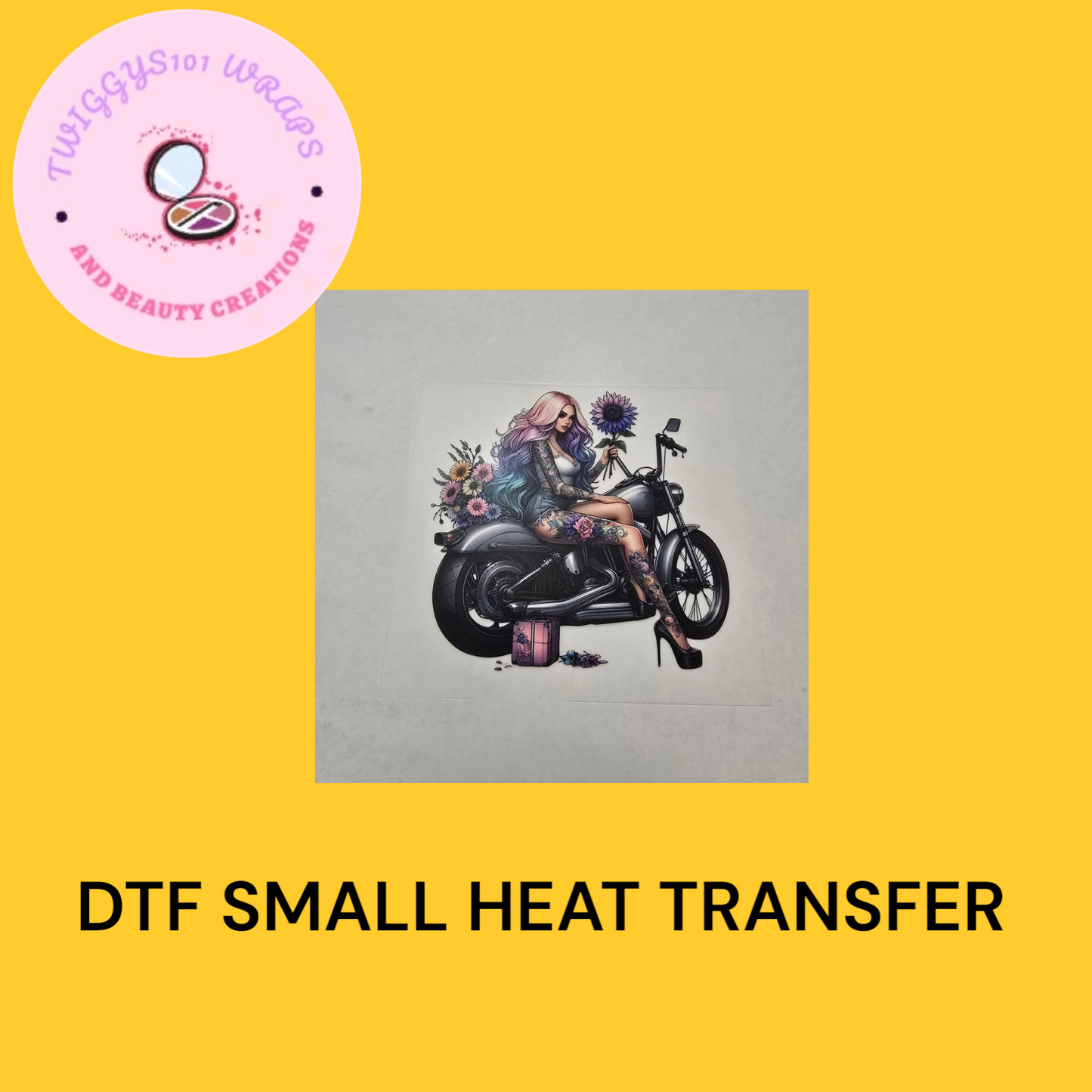 BIKE TATTOO GIRL SMALL HEAT TRANSFER