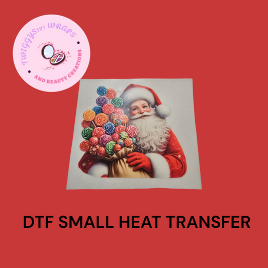 SANTA WITH LOLLYPOPS SMALL HEAT TRANSFER DTF