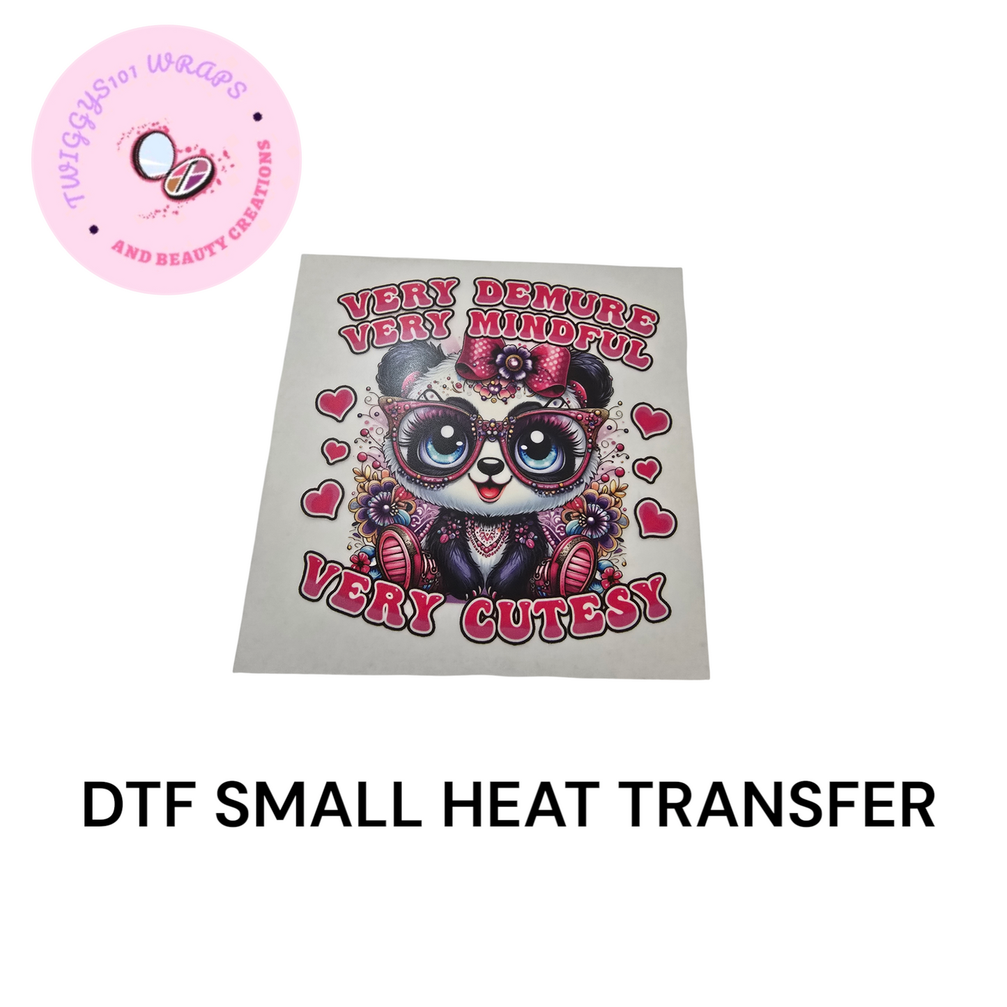 VERY CUTESY PANDA SMALL HEAT TRANSFER DTF