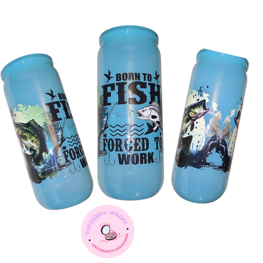 Fishing blue acrylic tumbler 16 oz