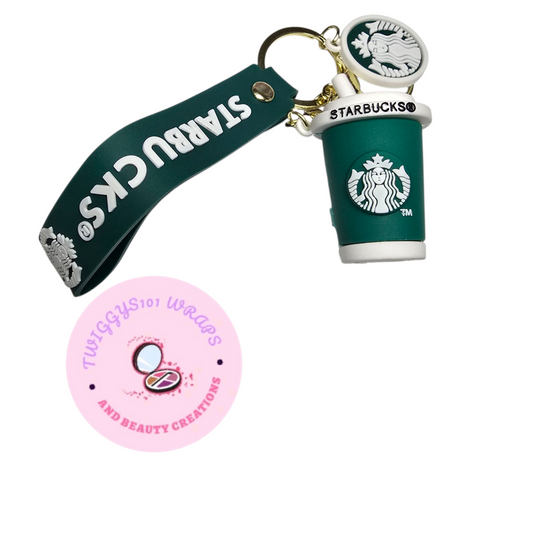 GREEN AND WHITE STARBUCKS TUMBLER KEYCHAIN